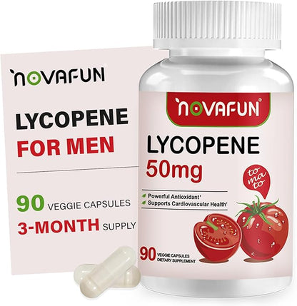 Lycopene Supplements for Men 50mg, Natural Tomato Antioxidant Supplement, 90 Veggie Capsules-Cardiovascular Health, Immune Support & Skin Health, 3 Month Supply