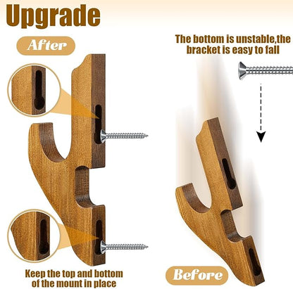 Chunful 2 Pcs Sword Wall Mount Sword Holder Katana Stand 1 Tier Katana Wall Mount Adjustable Hanger Display Wooden Samurai Mounts for Wall Weapon Hanger for Samurai (Brown)