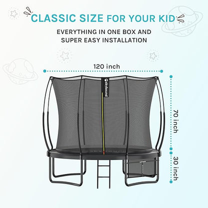SkyBound 14 FT 12 FT 10FT 8FT 6FT Springless Trampoline for Kids and Adults - Recreational Trampolines with AntiRust Coating - Bungee Cords Outdoor Trampoline for Kids - No-Gap Design Zipper System