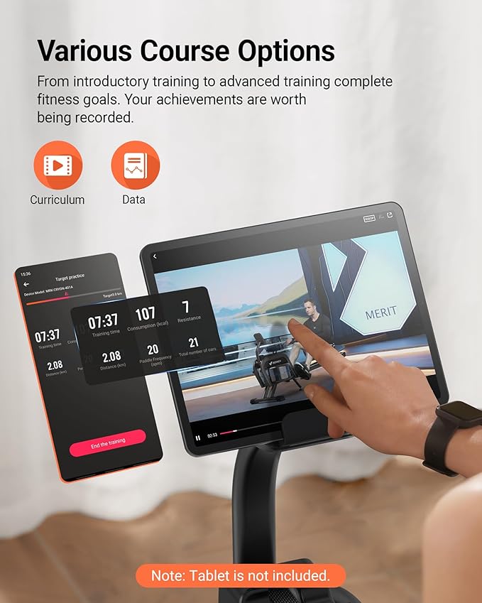 MERACH Rowing Machines for Home, Magnetic Rowing Machine with 16 Levels, Rower Machine of Quiet Resistance, Dual Slide Rail with Max 350lbs Weight Capacity, App Compatible