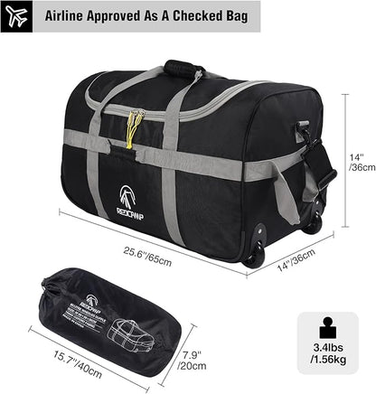 REDCAMP 85L/120L/140L Foldable Duffle Bag with Wheels, Large Travel Duffel Bag