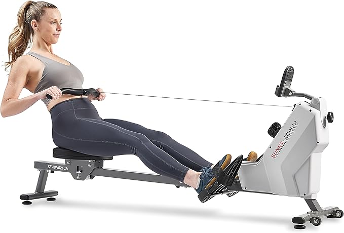 Sunny Health & Fitness Magnetic Rowing Machine for Home Exercise, Quiet & Smooth Rower with Compact Storage and Optional Free SunnyFit App Connectivity