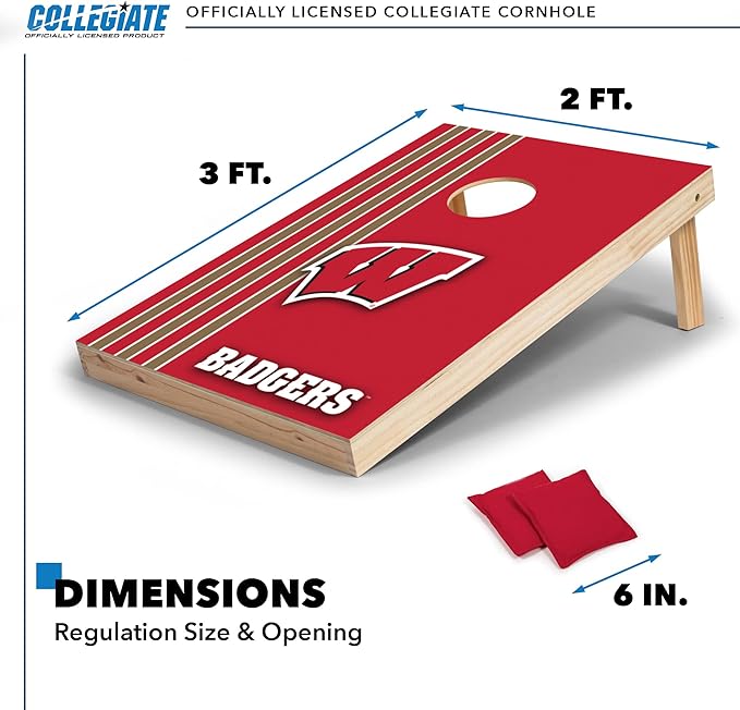 2' x 3' Solid Wood Cornhole Set with Direct Print HD Team Graphics – Great Gift for Any NCAA Fan! Bean Bag Toss Family Outdoor Games
