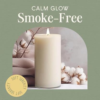 Mister Candle Dripless Vanilla Scented Ivory Pillar Candles Set of 3, Hand Made Vanilla Pillar Candles with Essential Oils for Home Decor, Premium Wax, 80 Hr Burn Time (3x6 inch)