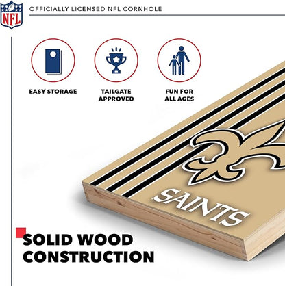 NFL 2' x 3' Solid Wood Cornhole Set with Direct Print HD Team Graphics – Great Gift for Any Football Fan! Bean Bag Toss Family Outdoor Games