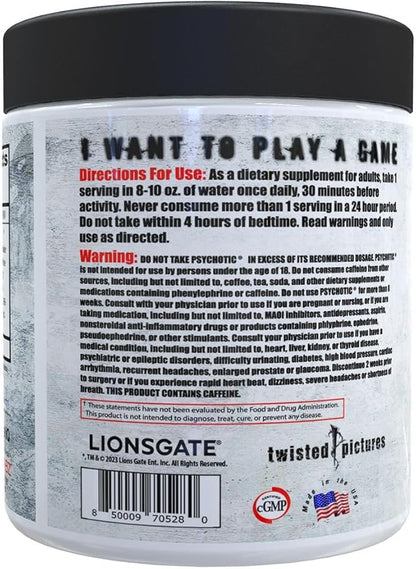 Insane Labz Psychotic SAW, High Stim Pre Workout Powder with OxyGold­??and AMPiberry®,Extreme Lasting Energy with Teacrine®,Focus with CognitIQ® and Endurance (30 Servings (Pack of 1), Blue Raspberry)