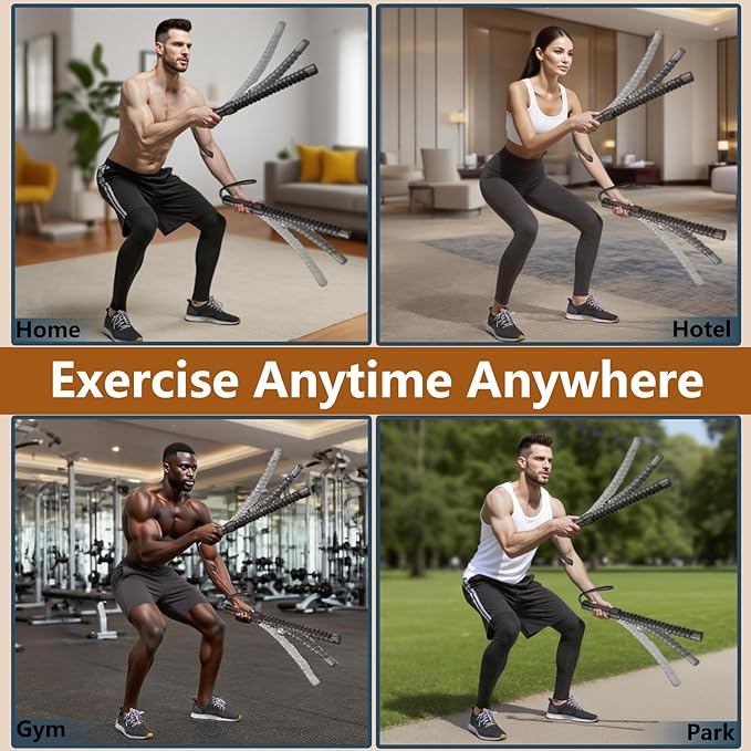 Ropeless Battle Rope for Home Gym, Strength Training,Portable Workout Ropes for HIIT Workouts, Low-Impact Cardio Training, Durable Core Strength Arm Muscle Builder Ropes - 2PCS