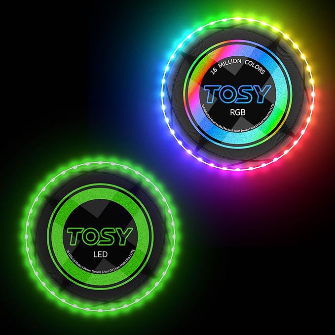 TOSY Bundle of 2 - Flying Disc 108 LEDs - RGB Black + Green