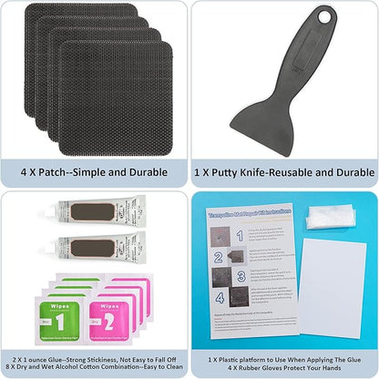 Trampoline Patch Repair Kit 4"X 4" Square On Patches | Repair Trampoline Mat Tear or Hole in a Trampoline Mat