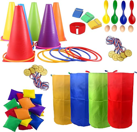 CircleCraft 53 Pcs. Plastic Cones and Rings Games Ring Toss Games for Adults Carnival Games Potato