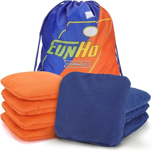 EunHo Dual Sided Cornhole Bags Regulation Set of 8 Professional Cornhole Bean Bags Slick and Stick