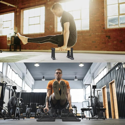 1 Pair Wooden Parallettes Push Up Bars for Men, Strength Training Pushup Stands Handles for Home Calisthenics, Fitness, Floor Workouts Solid Wood with White Metal Bracket - Support 500 lbs