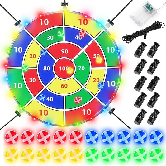 29" Dart Board Game Trampoline Accessories, Toss Game Dartboard with 20 Sticky Balls, Indoor & Outdoor Trampoline, Sport Fun Party Play Toys for Birthday Gifts