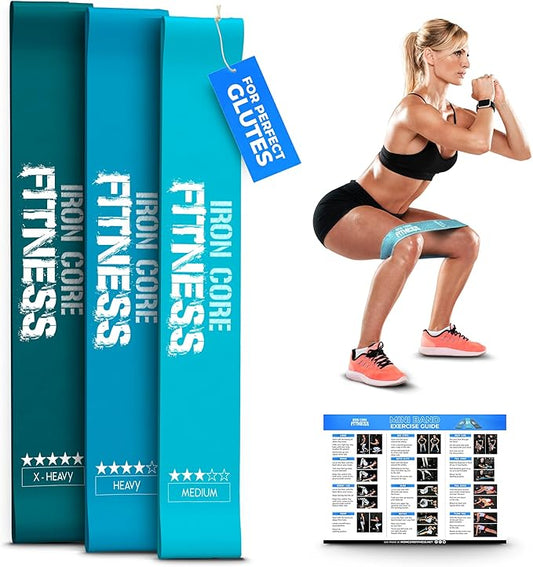 Latex Mini Resistance Bands Sets for Trainers, Bootcamp, Gym for Men and Women in Fun Colors - Ebook, Videos and Workout Chart Included by Iron Core Fitness