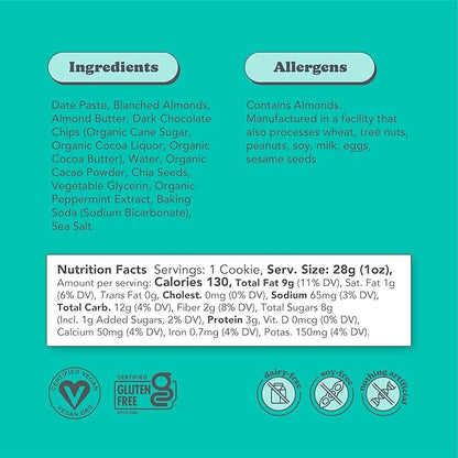 Love + Chew, Mint Cacao Brownie Minis - 18 Count - Tasty Gluten Free Cookies - Vegan - Healthy, Paleo, Non GMO Snacks - Individually Wrapped, Soft Baked Cookies - Made from High Protein Almonds