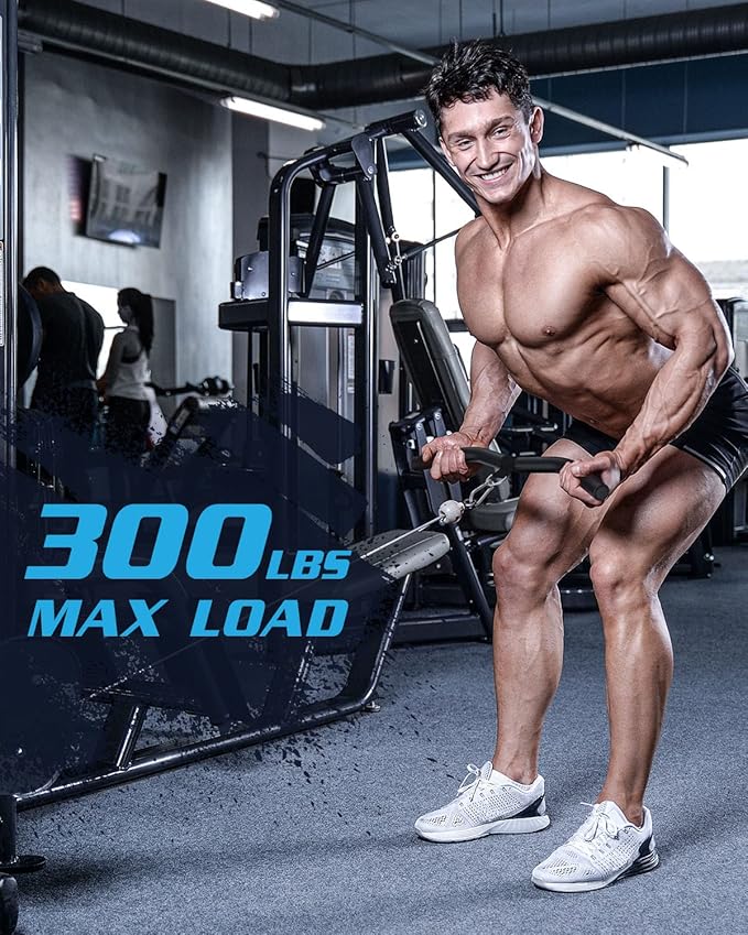 LAT Pulldown Attachments, Black Steel LAT Bar Cable Attachments Handles, Home Gym Cable Machine Accessories, Tricep Rope, Rowing LAT Pull Down Bar, Straight Bar, Double D Handles, Exercise Handles