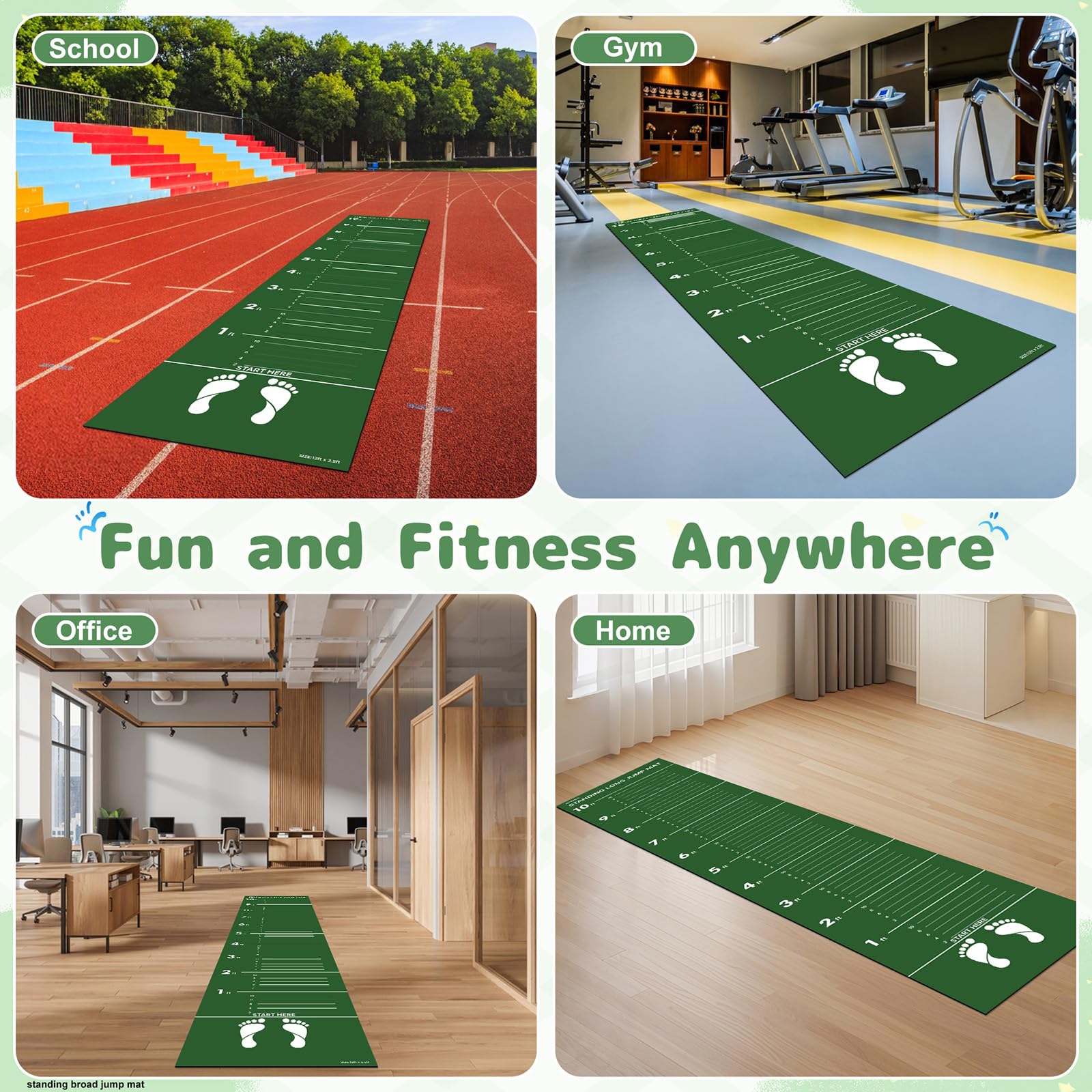 Newzela Broad Jump Measurement Mat for PE, Coaches and Track Jump Training