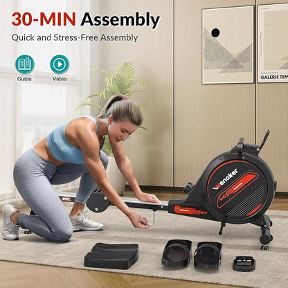 Rowing Machine, Magnetic Rowing Machine for Home, Upgraded 32-Levels Quiet Resistance with Smart Electronic Knob, 350 LBS Weight Capacity, Compact Rower Machine Easy Assembly, App Supported