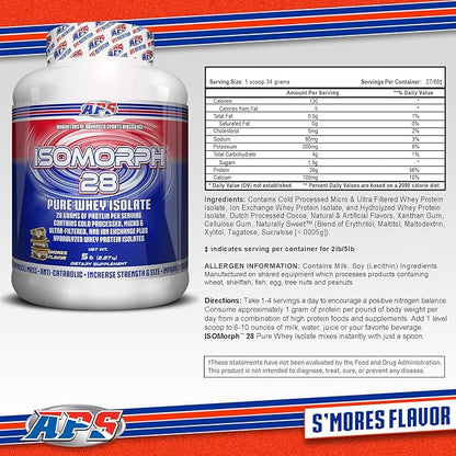 APS Nutrition Isomorph 28 Protein Powder | Pure Whey Isolate | Cold Pressed, Ultra- Filtered, & Ion Exchange Isolates | 28g Protein | 5 Pound (S?™Mores)