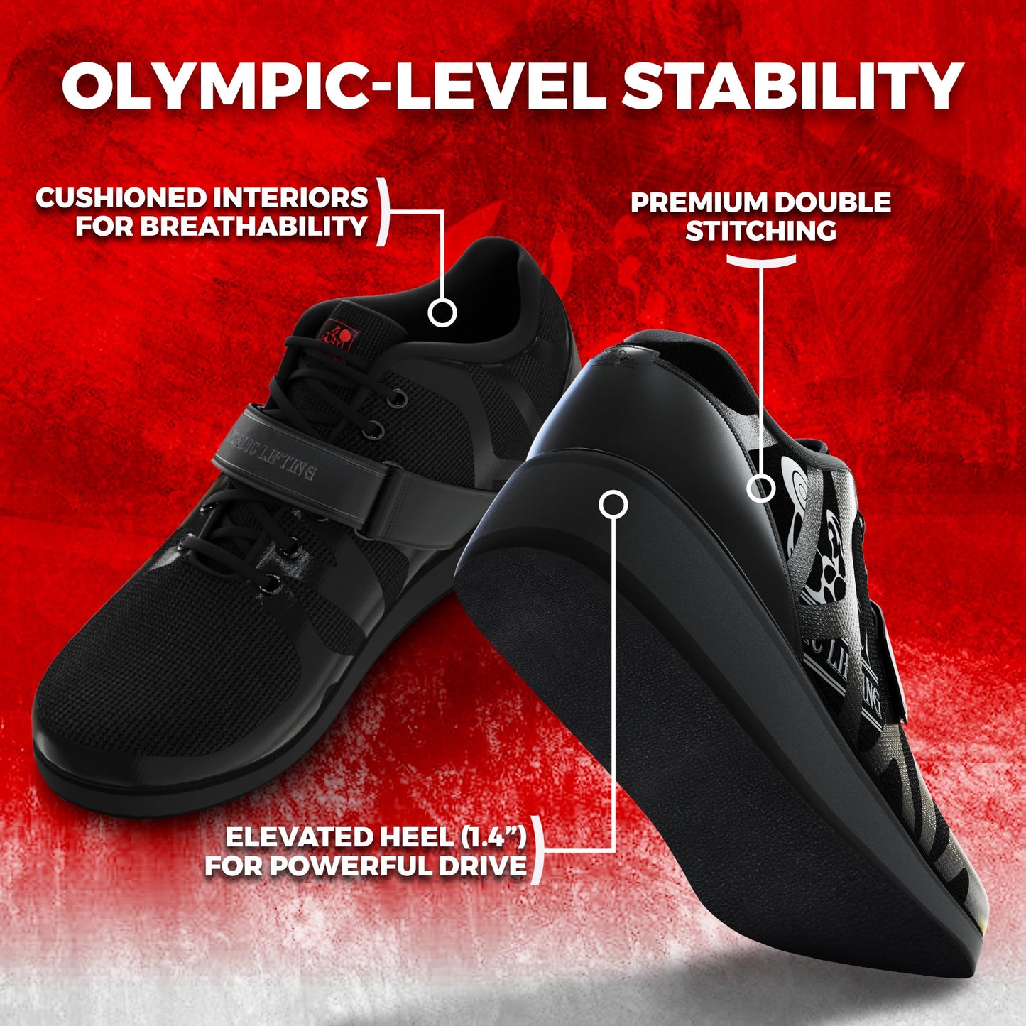 Nordic Lifting Squat Shoes for Men - Deadlift & Lifting Shoes MEGIN Black