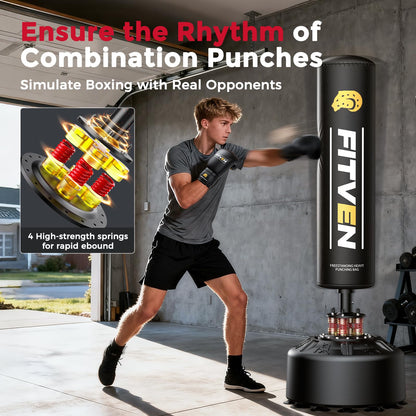 FITVEN Freestanding Punching Bag 70''-190lbs with Boxing Gloves Heavy Boxing Bag with Suction Cup