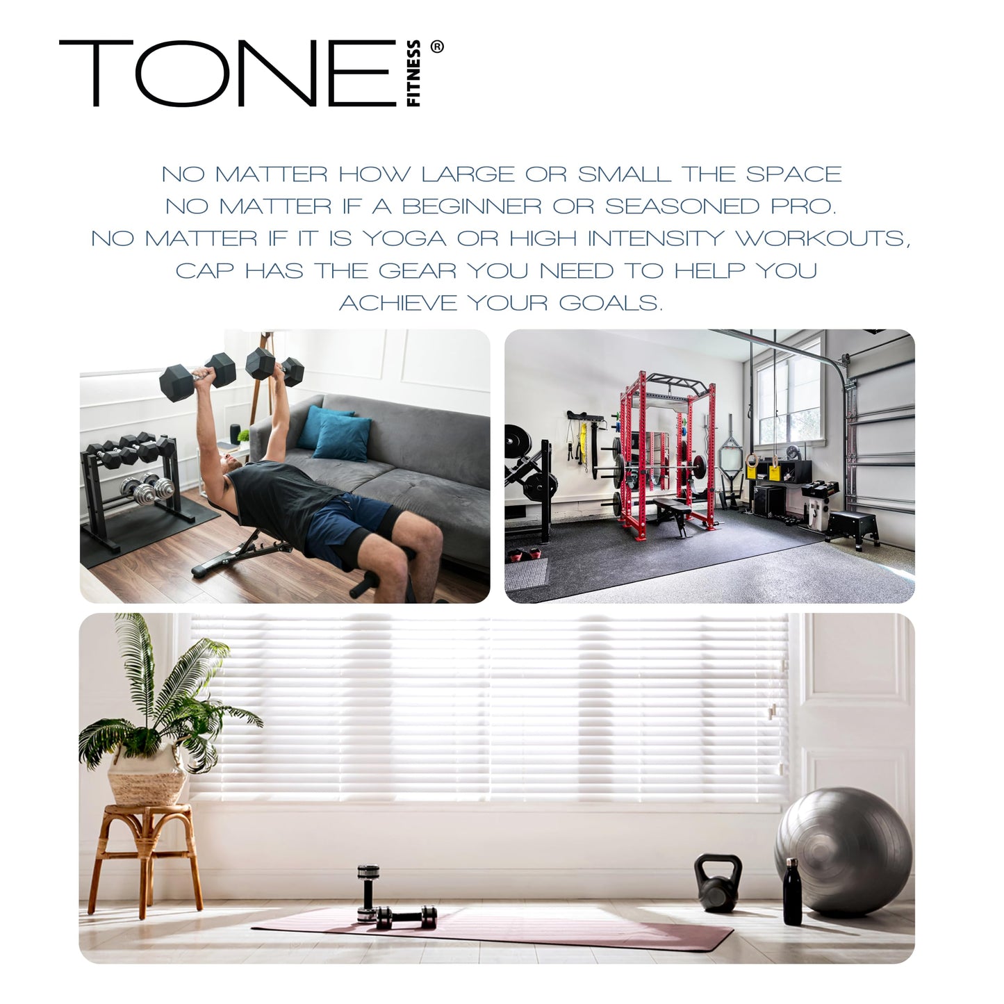 Tone Fitness Premium Extra Thick 1-Inch High Density Exercise Mat with Carry Strap – Non-Slip