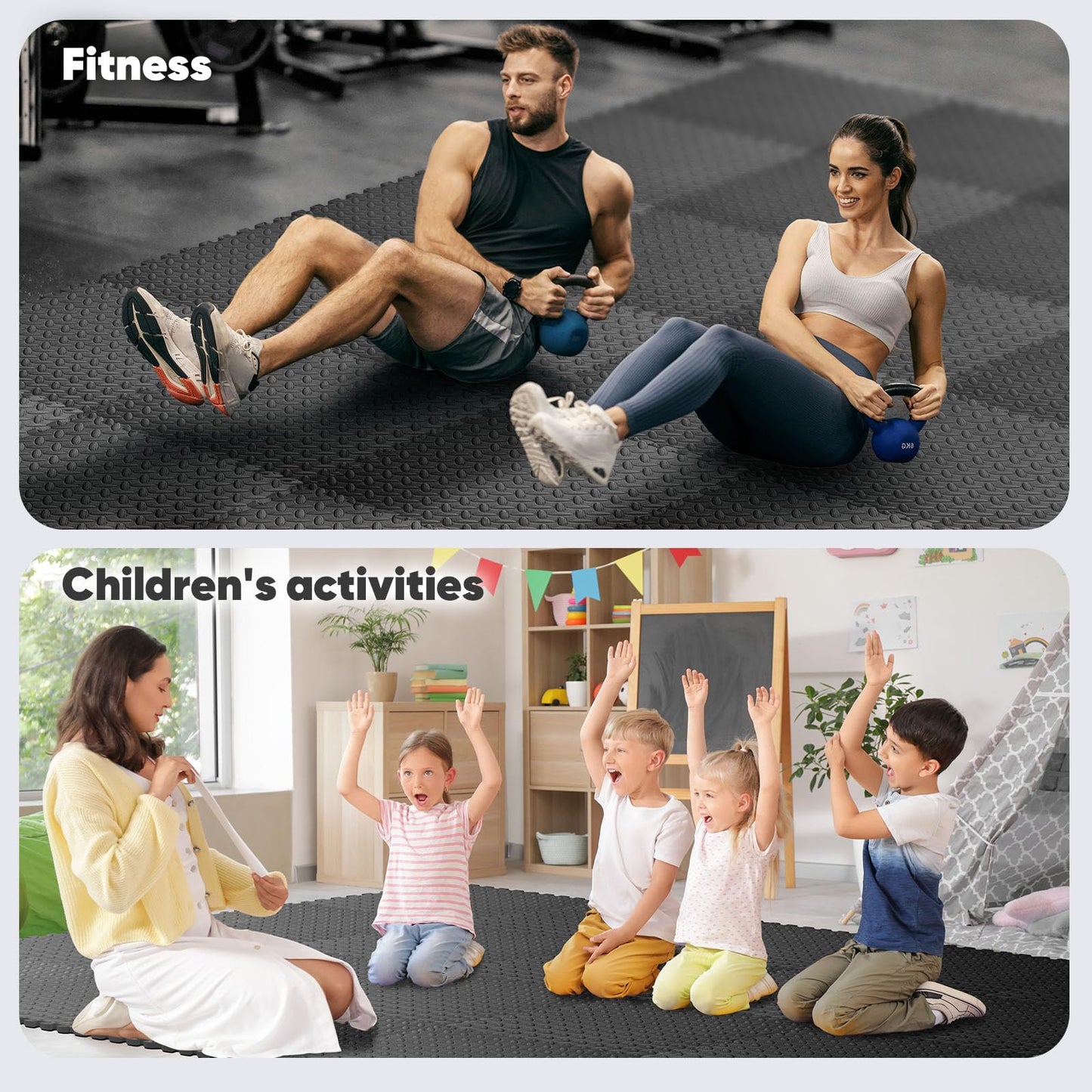 12 Pack 48 sqft Home Gym Mat, Puzzle Exercise Mat, EVA Interlocking Foam Floor Tiles for Home