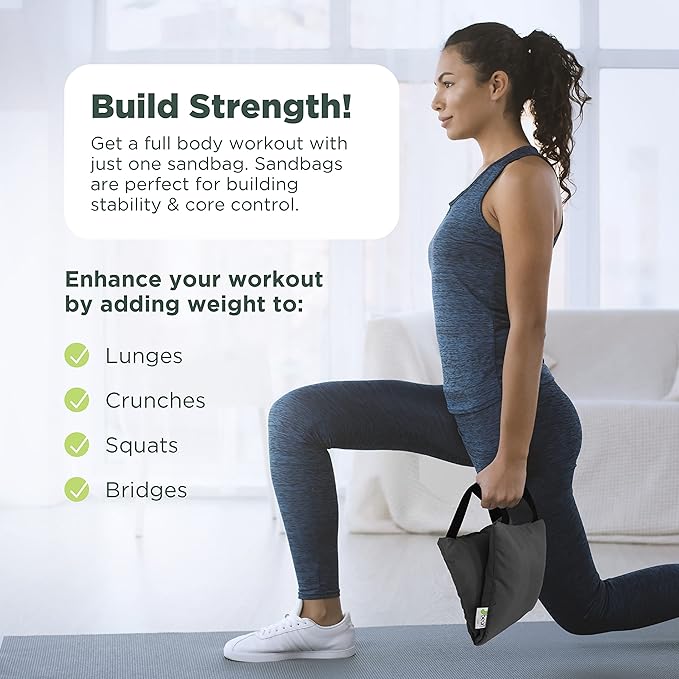 Yoga Sand Bags - 10 LB - Pilates Weights - Workout Equipment - Sand Bags for Weight Training - Fitness - Home Gym - Photography Accessories - Sandbags - Tent weights - Leg Weights - Made in USA