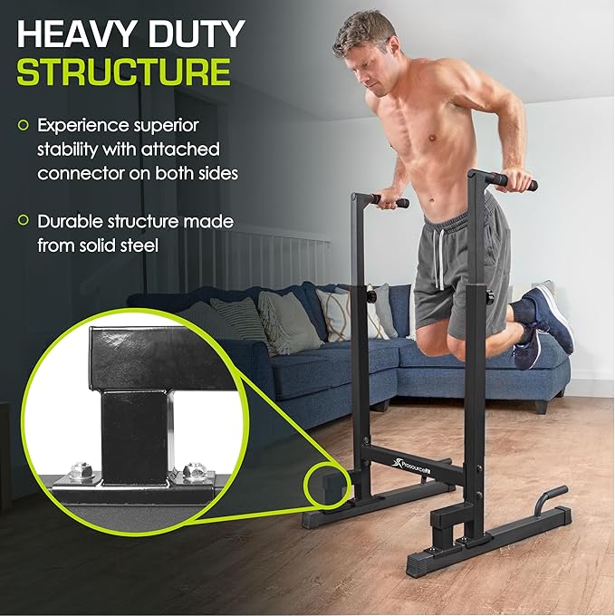 ProsourceFit Power Dip Station Adjustable Height Upper Body Equipment for Home Gym