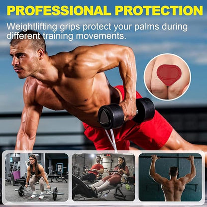 Ergonomic Anti-Slip Weightlifting Grip Pads,Secured Finger Clip Gym Hand Gloves Protectors for Men & Women,Non-Slip Palm Support for Dumbbells & Barbells (Black/RED/Grey/Pink)