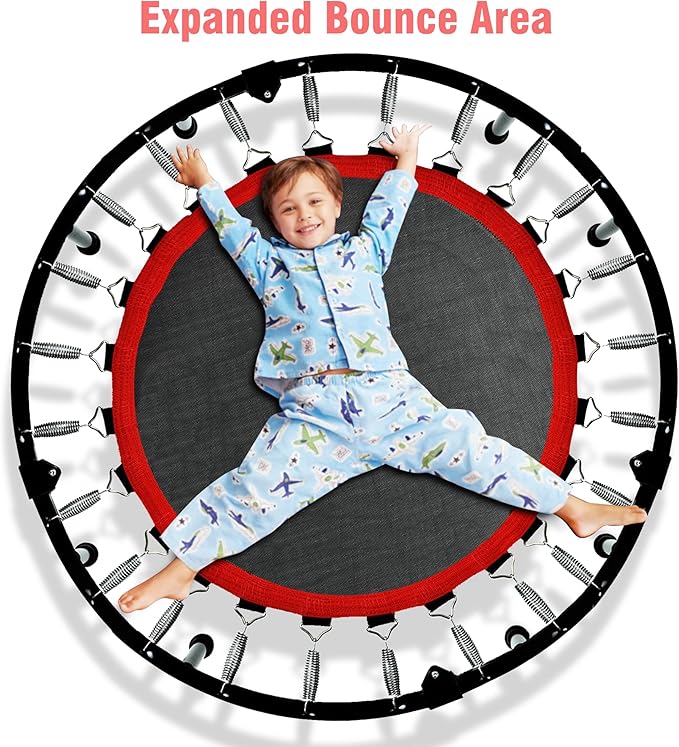 450 LBS Foldable Mini Trampoline for Adults & Kids 40" Rebounder Trampoline with Adjustable Foam Bar for Indoor Workout Fitness