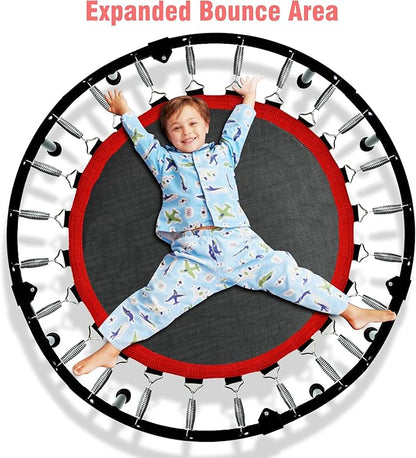 450 LBS Foldable Mini Trampoline for Adults & Kids 40" Rebounder Trampoline with Adjustable Foam Bar for Indoor Workout Fitness