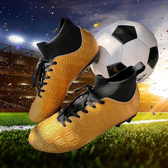 Soccer Cleats High-Top Outdoor Non-Slip Football Shoes Protection Lightweight for Firm Ground Training Breathable Fit (Size 6-13)