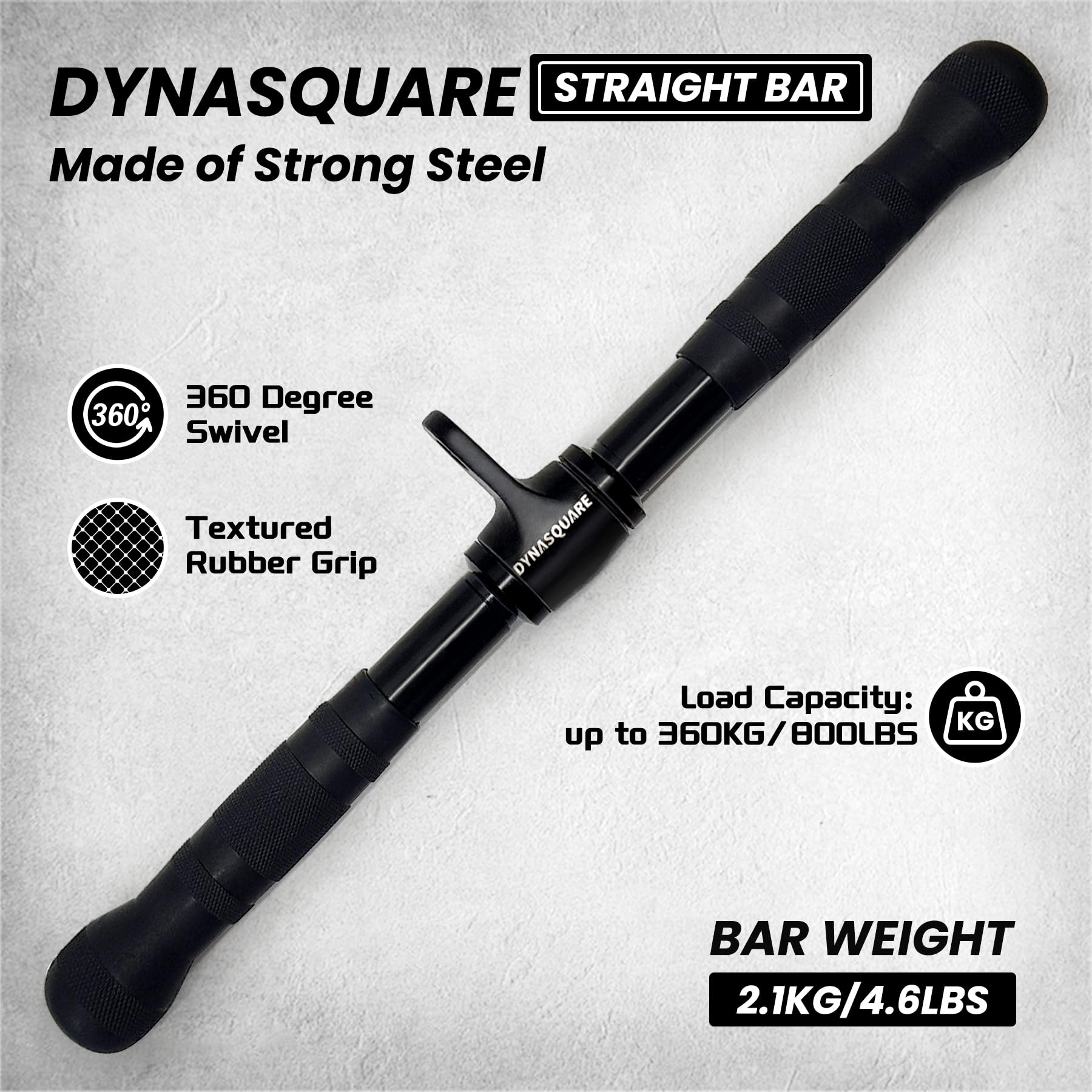 DYNASQUARE LAT Pulldown Attachments Combo, Curl Pulldown Bar with 360° Rotation, Fits Most Gym