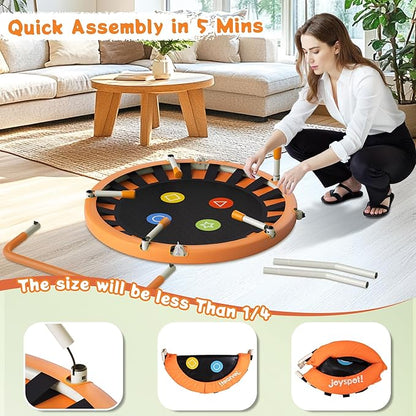 3FT Toddler Trampoline with Adjustable Handlebar, 36" Foldable & Spring-Free, Mini Kids Indoor Outdoor Trampoline for Ages 1-6, Noiseless Jumping Mat, Safe & Sturdy Design, Supports Up to 100 lbs