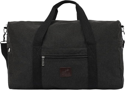 Duffle Bag ??Multipurpose Canvas Bag for Travel, Gym, Weekender, Carry On & More ??Durable, Spacious, Unisex Overnight Bag for Men & Women ??Perfect for Sports, and Everyday Use (Black)