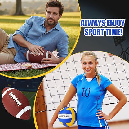 8 Pcs Sports Balls Set Include Basketball Football Soccer Volleyball with 2 Sport Equipment Bags 2 Pumps for Teens Youth Adult Outdoor Operation Christmas Ball Gifts