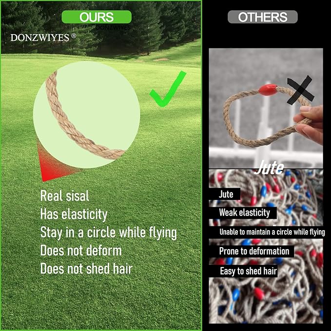 14 Pack Sisal Rope Ring Toss Game Replacement Parts for Adults and Kids, Outdoor Toss Rings for Agility/Speed Practice and Yard/Lawn Game for Party(7 Colors-Red Blue Yellow Green Purple Black White)