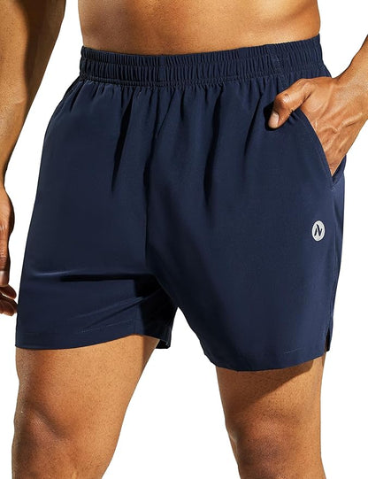 Nepest Men's 5?™â€?Athletic Running Shorts with Pockets, Lightweight Quick Dry Gym Workout Training No Liner Shorts