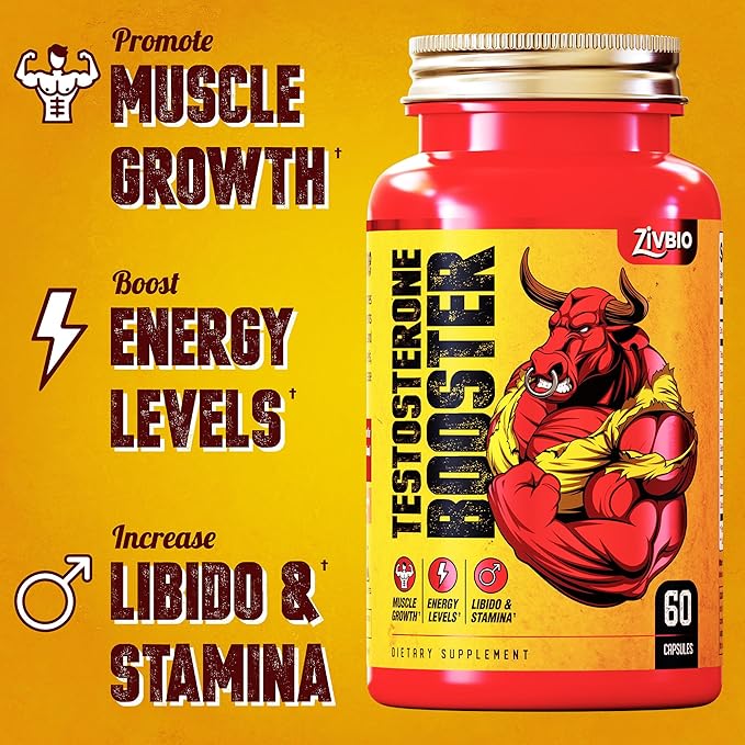 Testosterone Booster Supplement for Men - Ashwagandha, Tongkat Ali, DIM, Zinc, Tribulus & More - Workout, Muscle Builder, Energy, Libido, Strength - Male Enhancing Total Test Boost Pills - 30 Servings