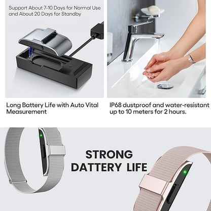 Smart Health Wristband, Screenless Smart Bracelet, Pedometer, Wearable Activity and Fitness Tracker, Free App, IP68 Waterproof (Black)