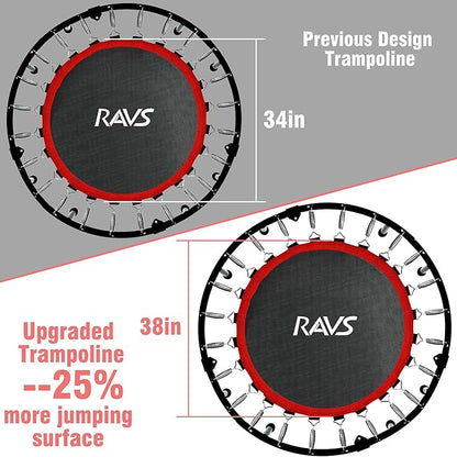 450 LBS Foldable Mini Trampoline for Adults & Kids 40" Rebounder Trampoline with Adjustable Foam Bar for Indoor Workout Fitness