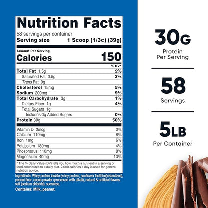 Nutricost Whey Protein Isolate (Chocolate Peanut Butter, 5 Pound) Protein Powder