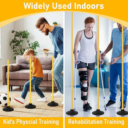 tonchean 6PCS Soccer Agility Poles 5.57FT Adjustable Football Basketball Speed and Agility Training Equipment Detachable Sports Training Speed Slalom Poles for Football, Rugby, Basketbal