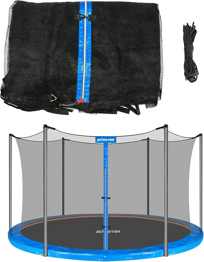 Trampoline Replacement Safety Enclosure Net for 6 Straight Poles Round Frame Trampolines, Breathable and Weather-Resistant Trampoline Net with Adjustable Straps (Net Only)