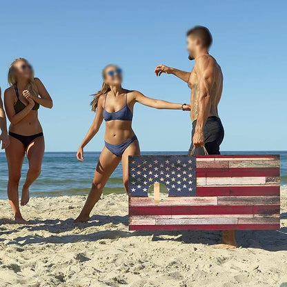 Solid Wood Vintage Cornhole Game Set, Two 4'x2'Cornhole Boards, 8 Cornhole Bags for Indoor and Outdoor Toss Games Competitions, Tournaments