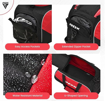 RDX 50L Gym Bag with Ventilated Shoes Compartment, All In One Backpack Duffle Holdall, Fitness Sports MMA Boxing Yoga Swim Gear Sportswear Bag, Weekend Overnight Travel Hiking Rucksack for Men Women