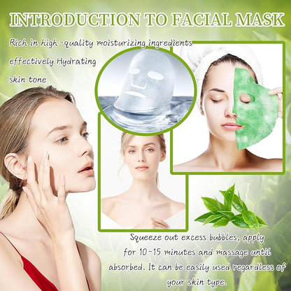 10 Sheets Face Masks Skincare O2 Bubble Green Tea Face Mask, Cleaner Bubble Sheet Masks Foaming Purifying Facial Mask for Pores, Moisturizing Spa Face Masks Skin Care For All Skin Type