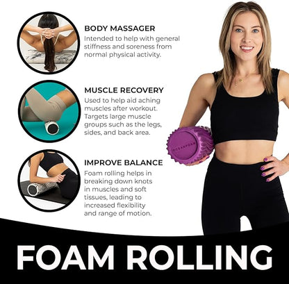 Oceanfoam Tidal Roller - Magenta - Muscle Massage Foam Roller for Back Pain & Stretching - Firm and Ergonomic Wide Wave Textured - Yoga, Athletics, & Wellness - Full Size, 20" x 5"
