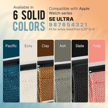 Braxley Bands - Organic Cotton Watch Bands For Women and Men, Compatible With All Apple Watch Sizes and Series - Washable, Sweat-Absorbent, Breathable Fit, Elastic Smart Watch Bands